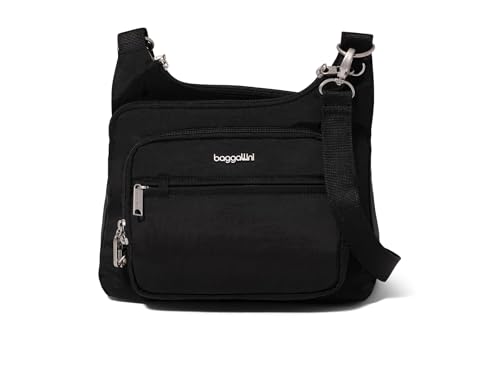 Baggallini Securtex Anti-Theft Crossover Crossbody Bag for Travel 11”w X 8.5”h, RFID, Built-in Wallet, Locking Zippers