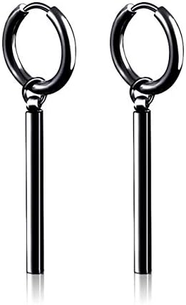 Punk Hoop Earrings Stainless Steel Dangle Chain Huggie Earring Hinged Unisex Piercing Jewelry