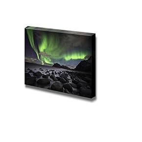 Beautiful Scenery Landscape Aurora Over The Lofoten Islands Norway Nature Beauty - Canvas Art Wall Art - 12" x 18"