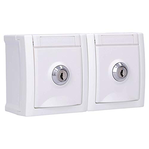 Aufputz Feuchtraum 2-fach Steckdose waagrecht abschließbar Schließung Nr. 1 IP54 Modell Pacific weiß – Bild 5