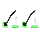 Windshield Cleaner (2 Pack) with 4 Micro Fiber Bonnets, 2 Spray Bottles 8 Piece Set Pivoting Head, Glass Window Cleaner Auto-Home-Office