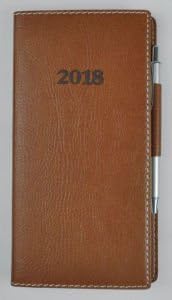 2018 Italian Bonded Leather TAN Weekly Pocket Planner Engagement Calendar With Pen