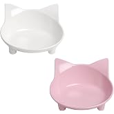 Cat Food &amp; Water Bowls, Shallow Non-Slip Wide Cat Dishes for Whisker Relief | Wide Shallow Whisker Friendly Design, Non-Slip Base, Easy to Clean, For Indoor Cats &amp; Kittens, Small Dogs &amp; Rabbits