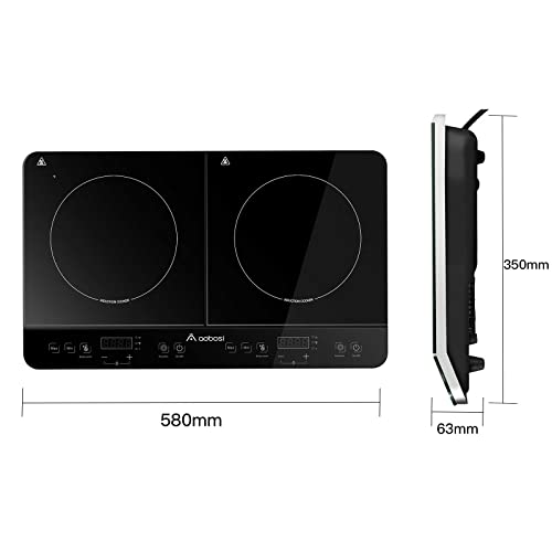 Aobosi Double Induction Cooktop Burner with 240 Mins Timer, 1800w 2