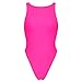 SARA SWIM Women's Tie Front Cut Out One Piece Swimsuit Beachwear High Leg Bottom (M, Bright Pink)