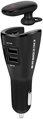 CKCOM Fast Car Charger Bluetooth Headset,2-in-1,Always has electricty ,Auto Answer,Wireless Earbud CSR4.1, Fit all car connections phone ,2USB,5V 3.4A,Automatic charging, just for safe driving(Black)
