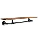 31-Inch Industrial-Style Black Metal Pipe & Brown Wood Wall Mounted Clothing Rods Storage Shelf, Hanging Closet