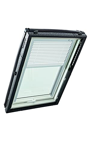 Original Roto Jalousette ZJA für Roto Dachfenster - Führungsschiene Silber - Jalousie für Baureihe Designo R4/R7 und Classic K 43/73 - Größe 074/118 | 07/11 - Stofffarbe Weiß