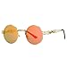 COASION Vintage Round John Lennon Sunglasses Steampunk Gold Metal Frame Clear Sun Glasses (Gold Frame/Red Mirror Lens)