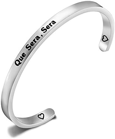 CENWAQue Sera Sera Inspiration Bracelet French Phrase Motivational Gift Hanukkah Gift for Mom, Sister, Best Friend, Girlfriend