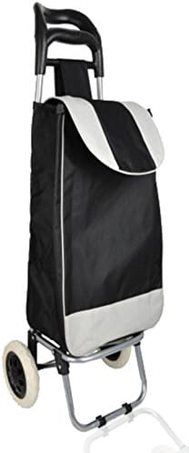 Ergonomic Shopping Cart with Wheels - 38 Inches Tall - Lightweight &amp; Easy to Pull - Rubber Wheels - Three Bar Construct for Grocery &amp; Laundry - Metal Frame - Classic Black Shopping Bag