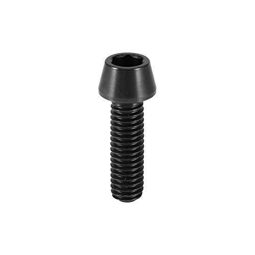 M6X16/20 Titanium Bolts Screws, 6pcs MTB Road Mountain Bike Bicycle Stem Bolt Screws Titanium Tapered Head Bolt Screw with Washer (M6X20mm-Black)