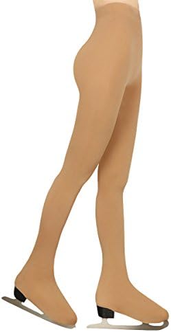 Posher FL6 Girls Student Tan Boot Cover Evolution Figure Skating Tights (Size S-M)