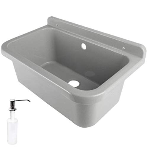 Waschbecken Ausgussbecken mit Seifenspender 55 cm x 34 cm x 21 cm Spülbecken Waschtrog mit Überlauf Waschbecken für…