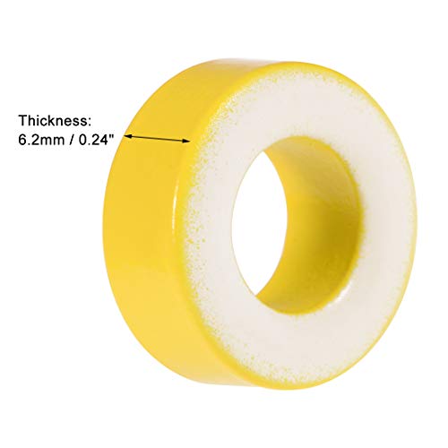uxcell Toroid Core, Ferrite Chokes Ring Iron Powder Inductor Ferrite Rings, Yellow White 2pcs, 8.2 x 15.5 x 6.2mm - Thumbnail 3