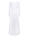 YiZYiF Women's Liturgical Praise Dance Dress with Long Sleeve Round Neck Skirt Costume White Large