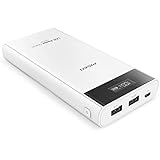 PISEN 20000mAh Portable Charger LCD Display Power Bank Ultra High Capacity External Battery Pack for iPhone,iPad,Samsung,Nexus and More (White)