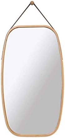 MWPO Wubing full body mirror single wall mirror wall mirror wall mirror with wall bamboo frame mount mirror house porch (color: beige size: 73 * 74cm)