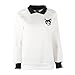 Froomer Teen Girls Cat Print Sweatshirt Long Sleeve Blouse Loose Sweater Shirt, White, Small