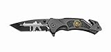 Rogue River Tactical Black Assist Rescue Pocket Knife Special Forces Tanto Blade with Glass Breaker & Seat Belt Cutter Assisted Combat Knives