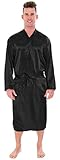 EPYA Luxury Men's Women's Long Kimono Robe Bridal Satin Robe Sleepwear, Black
