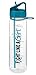 Fight Like a Girl Hybrid SlimKim 30 oz Motivational Water Bottle with Time Marker & Straw for Ovarian Cancer, PCOS, PTSD Awareness - Reusable Clear Water Bottle for Workout, Gym, Travel - Teal