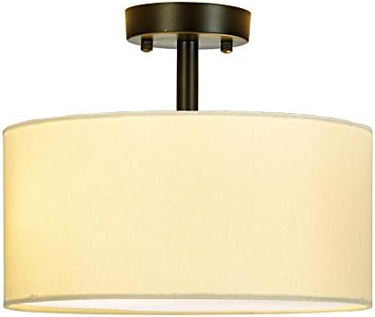 Modern Ceiling Lamp, 2-Light White Beige Fabric Shade Elegant Black Light Stand Ceiling Light, Ceiling lamp for Bedroom Living Room