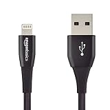 AmazonBasics Double Nylon Braided USB A Cable with Lightning Connector, Premium Collection, MFi Certified iPhone Charger, 4 Inch, Black