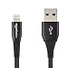 AmazonBasics Double Nylon Braided USB A Cable with Lightning Connector, Premium Collection, MFi Certified iPhone Charger, 4 Inch, Black primary