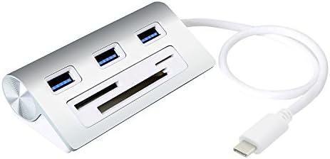 Alcey Aluminum Bus-Powered Type-C 3-Port Hub with Multi-in-1 3-slots Card Reader Combo for iMac, MacBook Air, MacBook Pro, MacBook, Mac Mini, PCs and Laptops