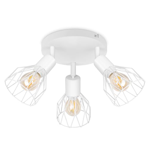 TaFiCo E14 LED Ceiling Spotlight 3 Lights – Ceiling Lamp Living Room Round White – LED Ceiling Light Spotlight Modern Kitchen Bedroom – Without Bulb