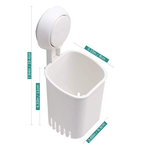 LUXEAR Bathroom Waterproof Suction Cup Toothbrush Holder Drill-Free Removable Wall Mounted Toothpaste Razor Suction Holder - Multifunction Shower Storage Organizer for Small Toiletry Items, White - Thumbnail 5