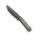 CRKT Ruger Powder-Keg Fixed Blade Knife with Sheath Hunting and Outdoor Knife, Black Drop Point Blade, Textured Rubber Handle Scales, Leather Sheath R1401K
