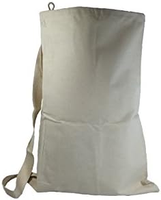 Heavy Canvas Laundry Bag With Handle Santa Bag Natural Color Reusable Drawstring Closure Easy to Carry with Strong Shoulder Straps (Large)