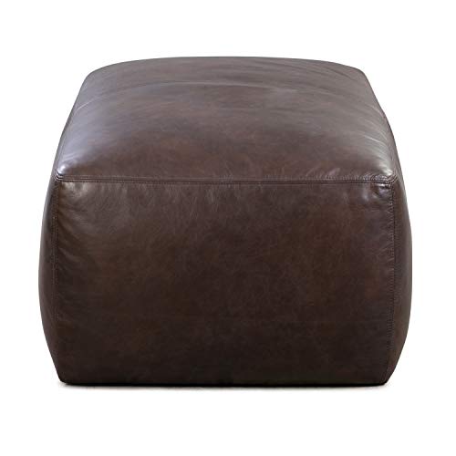 POLY & BARK Denver Leather Ottoman in FullGrain SemiAniline Italian