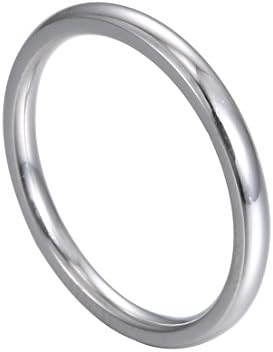 HERACULS 316L Stainless Steel Ring 2 mm Domed Wedding Engagement Band Comfort-Fit High Polish Unisex Size 3