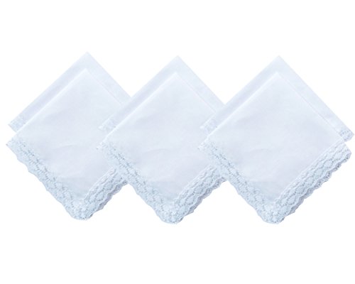 New White Lace Wedding 100% Cotton Handkerchiefs