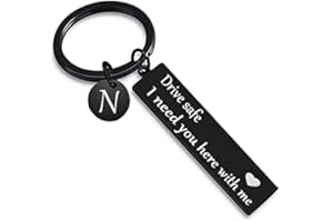 VICKHU drive safe keychain for boyfriend ,26-letter keychain,gifts for boyfriend on birthday christmas valentines day
