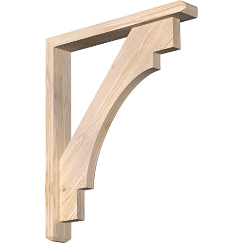 Ekena Millwork 3 1/2" W x 24" D x 28" H Merced Craftsman Smooth Bracket w/Offse…