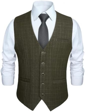 【ま】ENFOLD DOUBLE SUIT VEST MllesReve Men's Suit Vest Business Slim Fit Casual Waistcoat