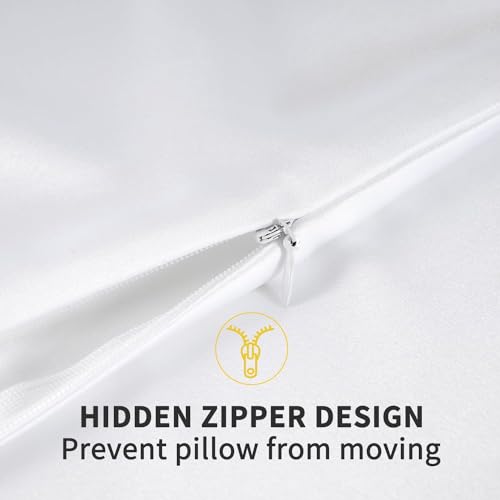 ZIMASILK 100% Mulberry Silk Pillowcase for Hair and Skin Health,Soft and Smooth,Both Sides Premium Grade 6A Silk,600 Thread Count,Cooling,with Hidden Zipper,1pc (50x75cm, White)