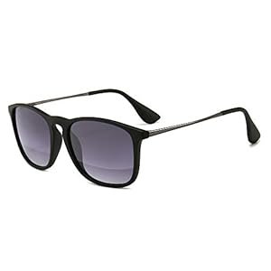 SUNGAIT Fashion Sonnenbrille für Herren Damen Retro Style Square Sonnenbrille UV400 Composite Frame (Schwarz/Farbverlauf Grau)