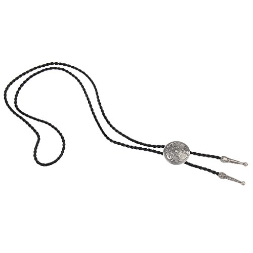 AZORA Western Cowboy Bolo Tie Men Silver Celtic Flower Leather Necktie Rope Cord Pendant Necklace Braided Jewelry for Men Kids Boy Girl ... - Thumbnail 3