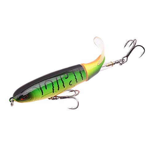 Dcolor 8 Pièces Séries10cm 13g Popper Flottant Leurre De Pêche Artificiel Appat Dur Queue Tournante De Wobbler Attirail…