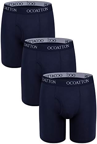 OCOATTON Big and Tall Men's Boxer Briefs Long Leg Underwear Open Fly 3-Pack