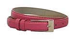 Solid Color Leather Adjustable Skinny Belt Dark Pink Medium