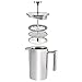 Essentials by Lotte Large Capacity Modern Stainless Steel French Press Coffee Maker with Hand held Manual Coffee Grinder Ceramic Burr 40g Capacity - Bonus Extra Filter and Tablespoon