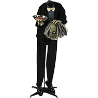 Haunted Hill Farm Life-Size Animatronic Zombie, Indoor/Outdoor Halloween Decoration, Light-up Red Eyes, Poseable, Battery-Operated, HHMAN-3FLSA Haunted Hill Farm Life-Size Animatronic Zombie, Indoor/Outdoor Halloween Decoration, Light-up Red Eyes, Poseable, Battery-Operated, HHMAN-3FLSA