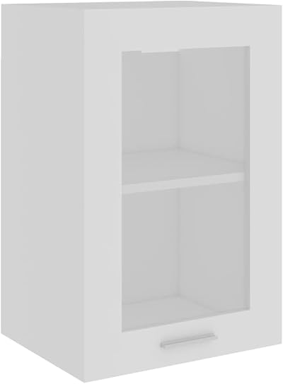 vidaXL Hanging Kitchen Cabinet with Glass Door White Engineered Wood 40x31x60 cm
