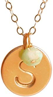 Initial Necklace, Medium Gold Filled Personalized Custom Letter Disc with Birth Month Charm, Customized Jewelry Gifts for Her